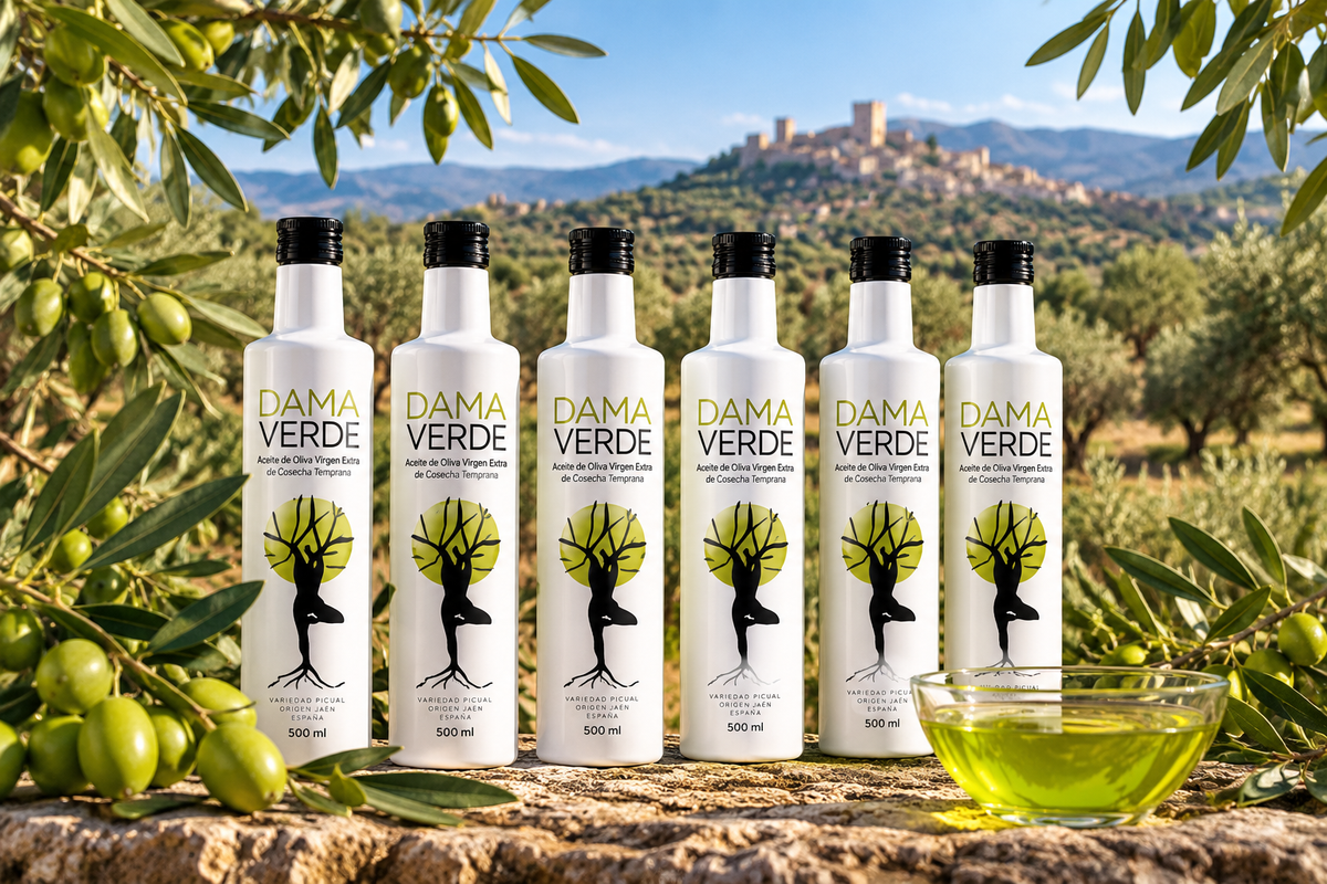 Pack 6 × 500 ml Dama Verde AOVE Picual de cosecha temprana